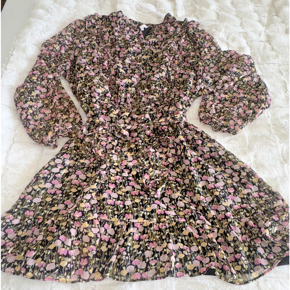 LC Lauren Conrad XXL Floral Dress Ruffle Accent Long Sleeve - Cottage Core